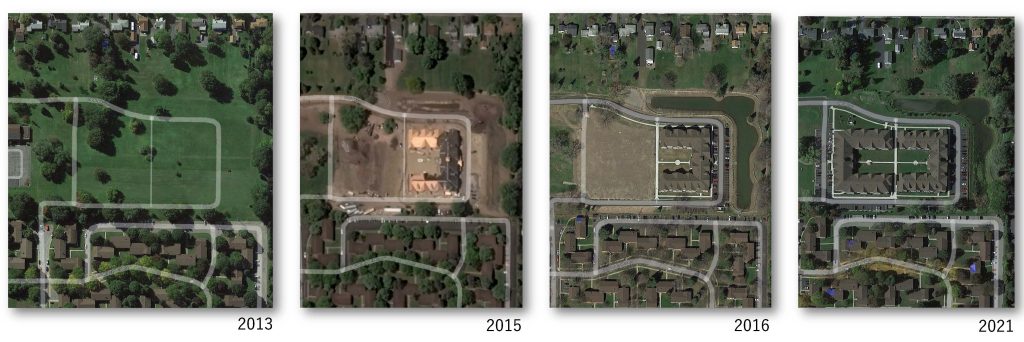 four images showing yearly progression of an engineering site done by Marathon Engineering